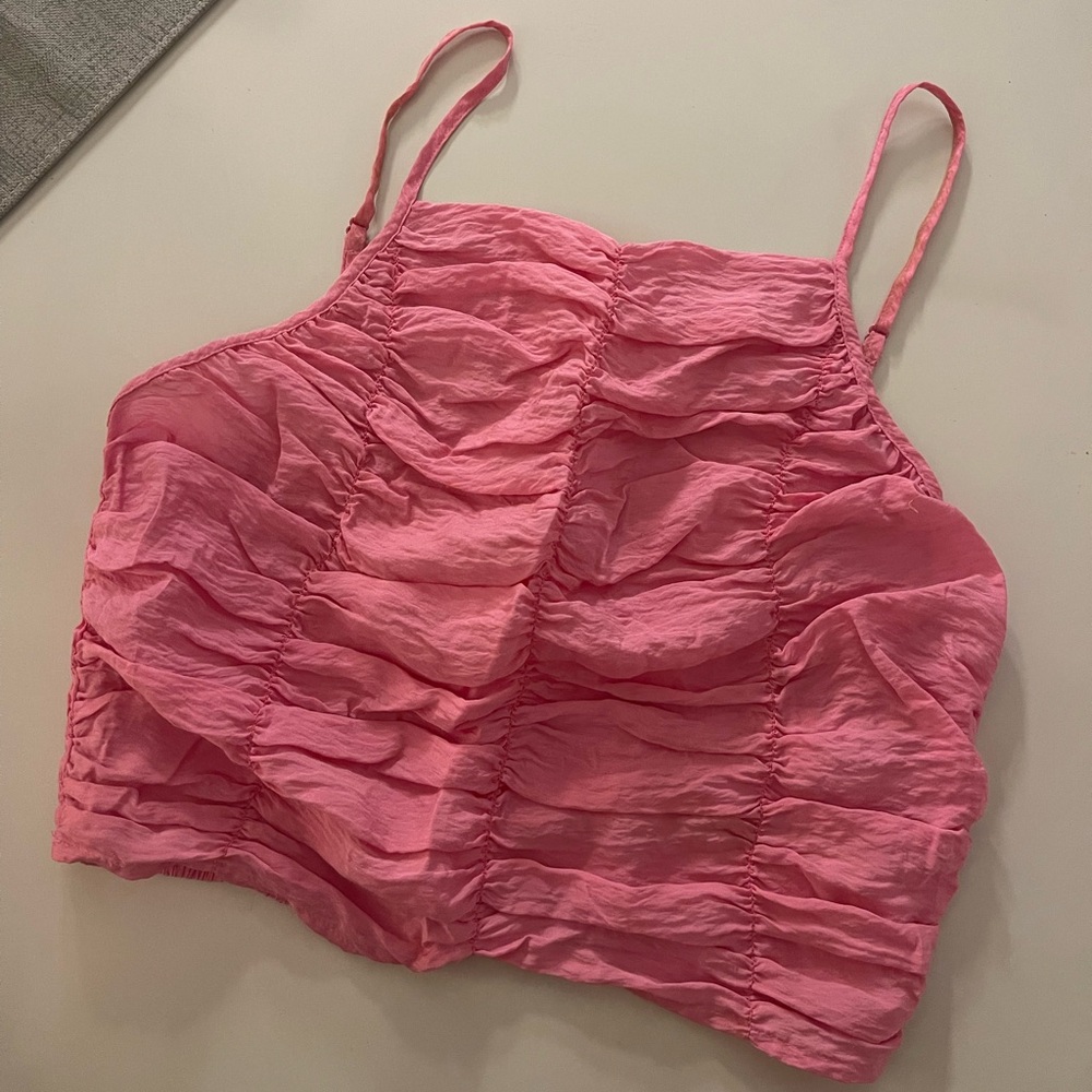 Zara Ruched Pink Tank Top